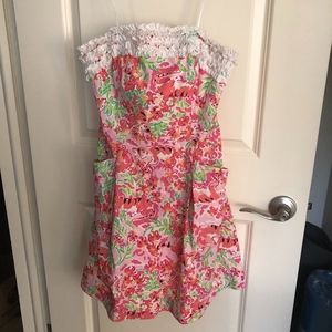 Lilly Pulitzer Flamingo Strapless Dress